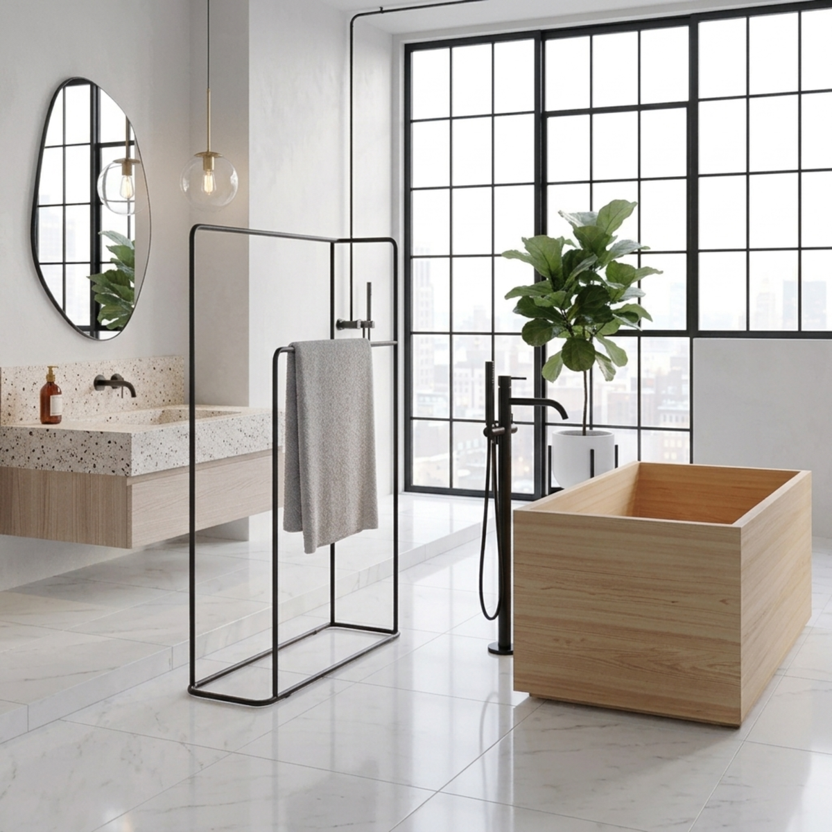 Matte Black Metal Towel Rack