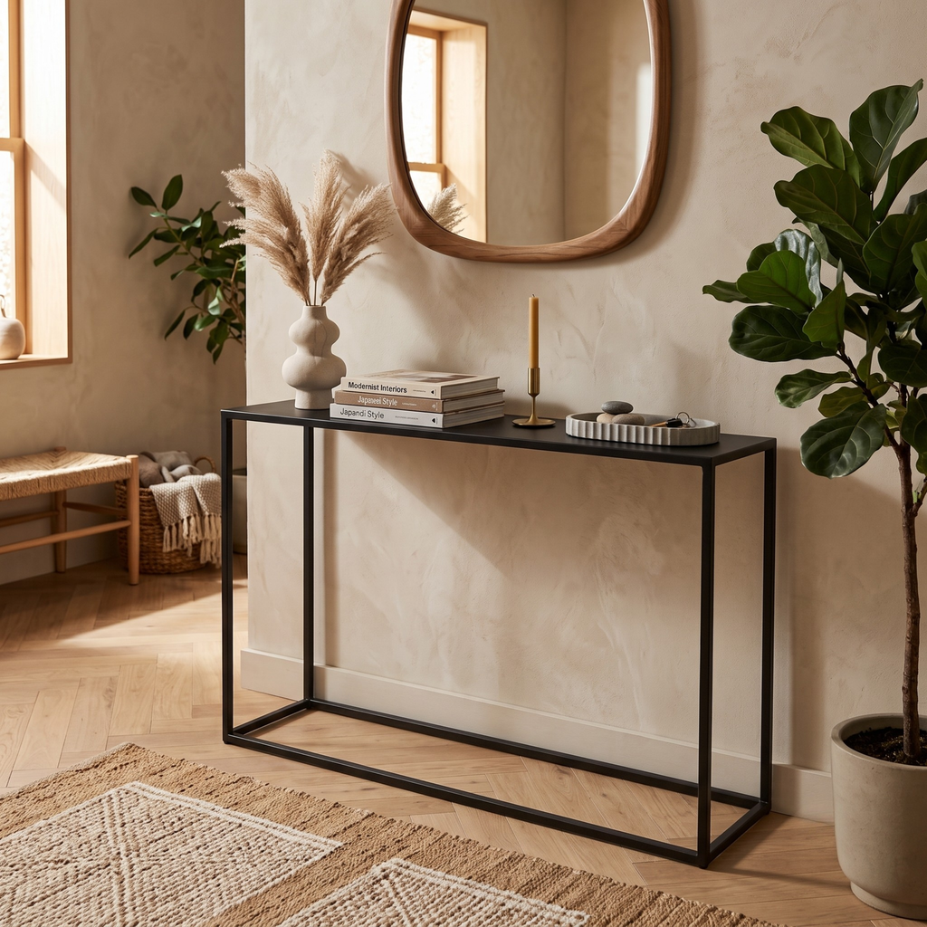Matte Black Metal Console Table