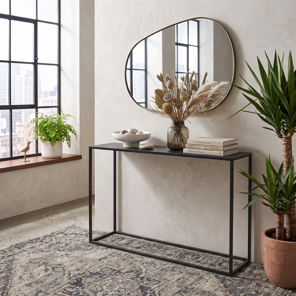 Matte Black Metal Console Table