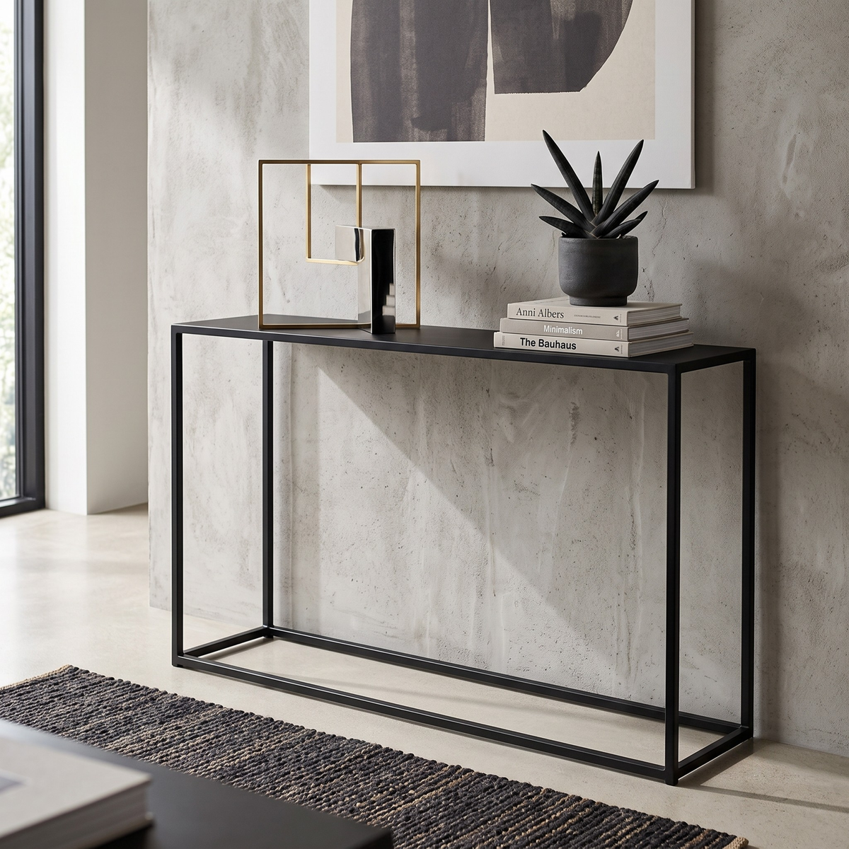 Matte Black Metal Console Table