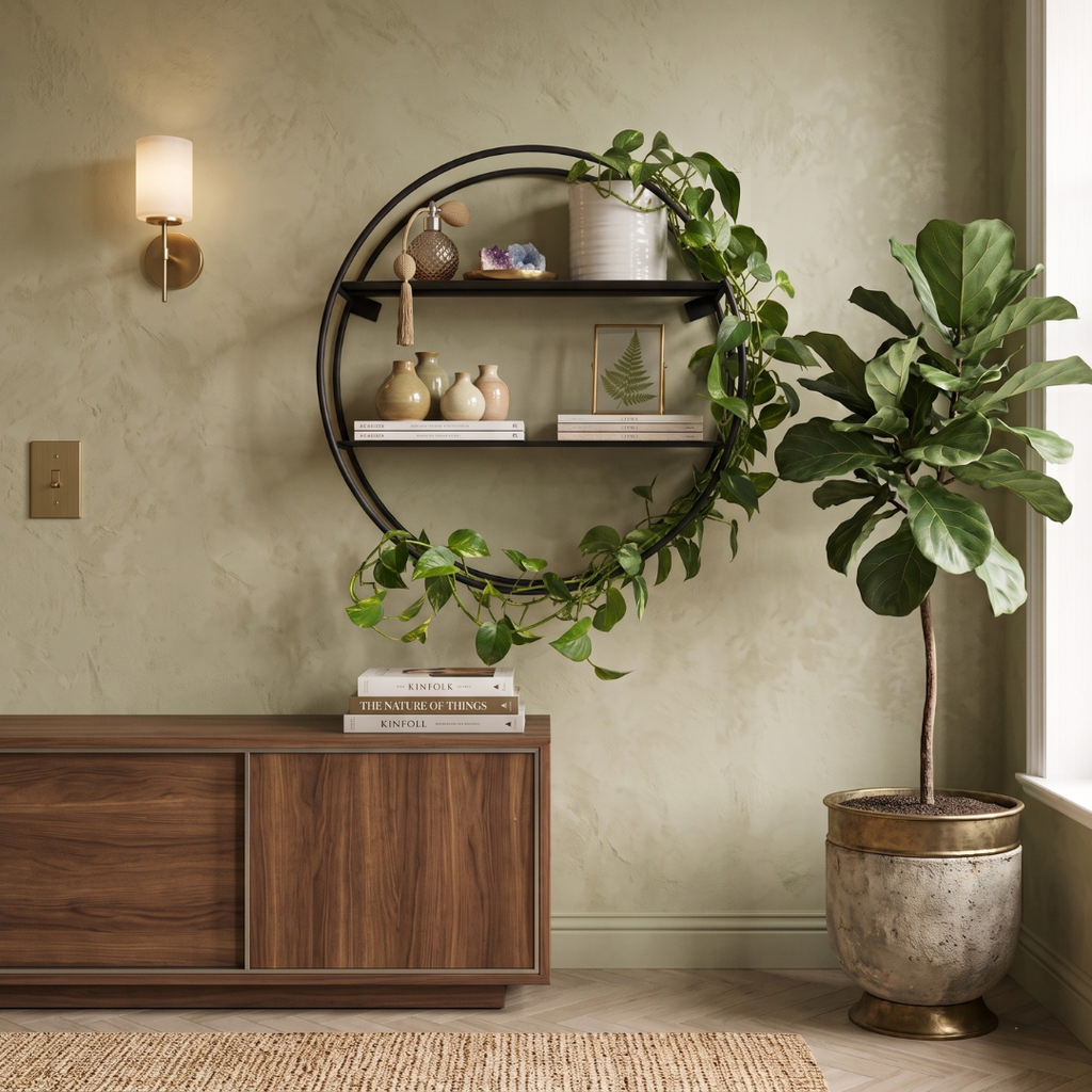 Circular Matte Black Metal Wall Shelf