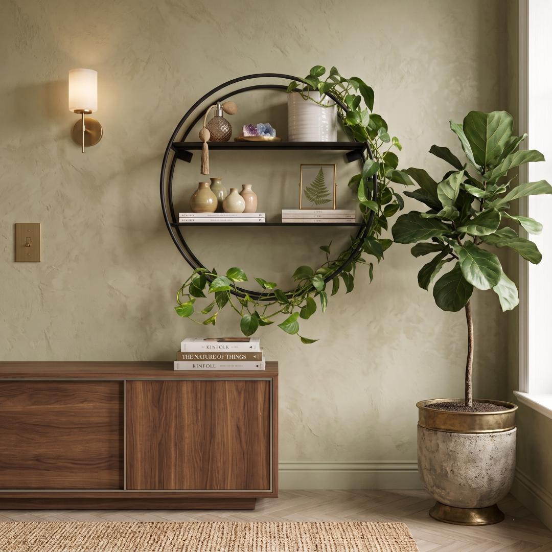 Circular Matte Black Metal Wall Shelf