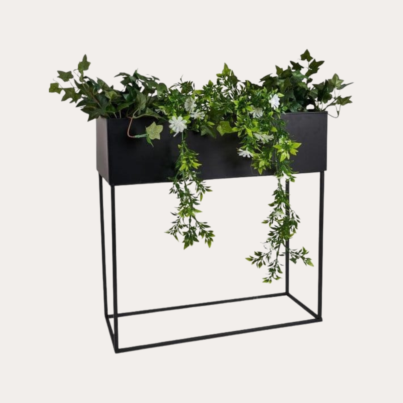 Matte Black Metal Rectangle Plant Stand