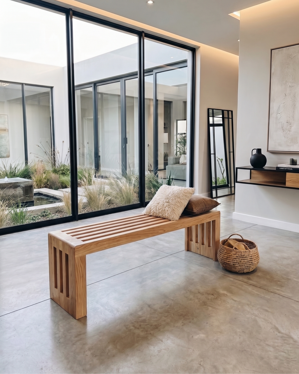 Slatted Wooden Bench