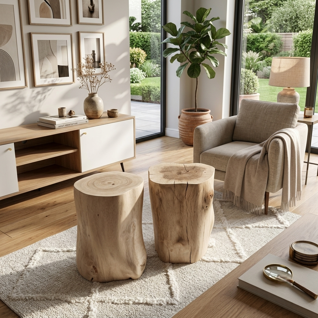 Solid Tree Trunk Side Table