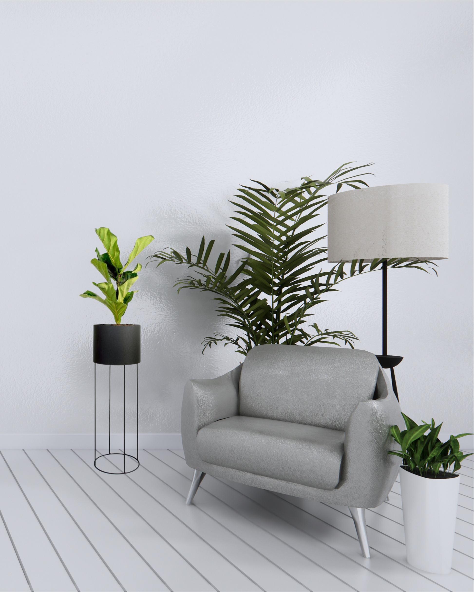 Matte Black Metal Pot Plant Stand