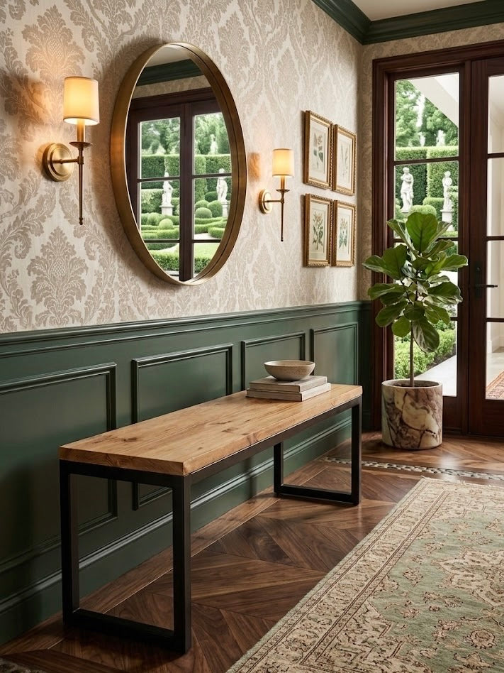 Modern Wooden and Metal Bench