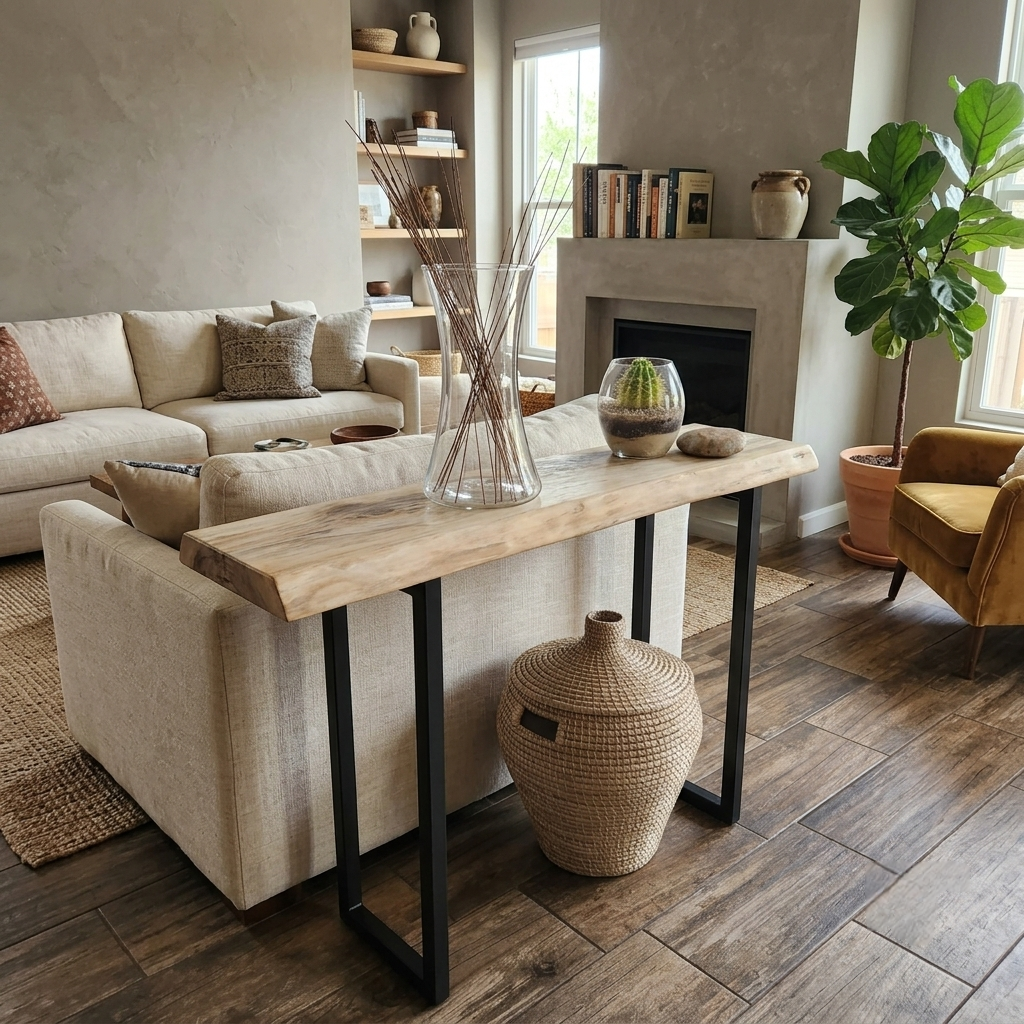 Handcrafted Live-Edge Console Table