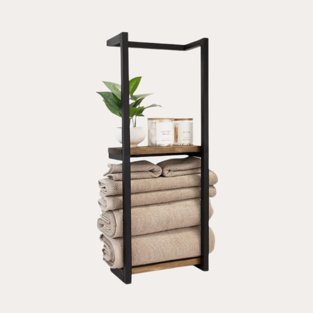 Handcrafted Wooden Towel Shelf Holder