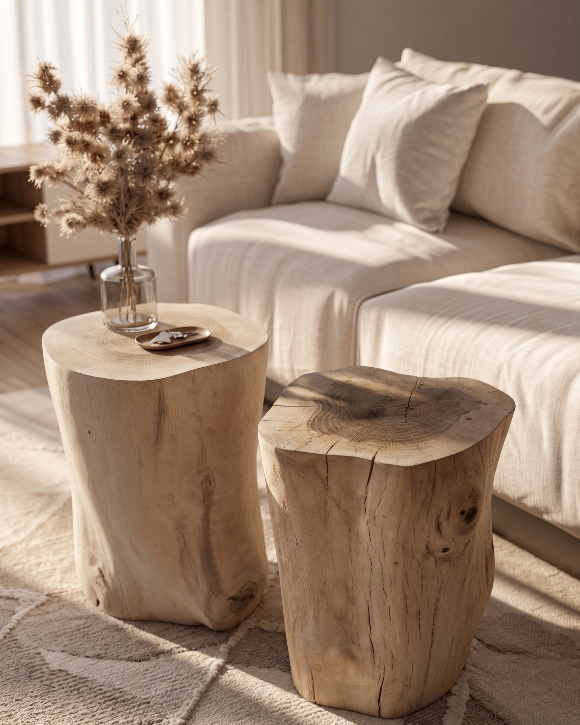 Solid Tree Trunk Side Table