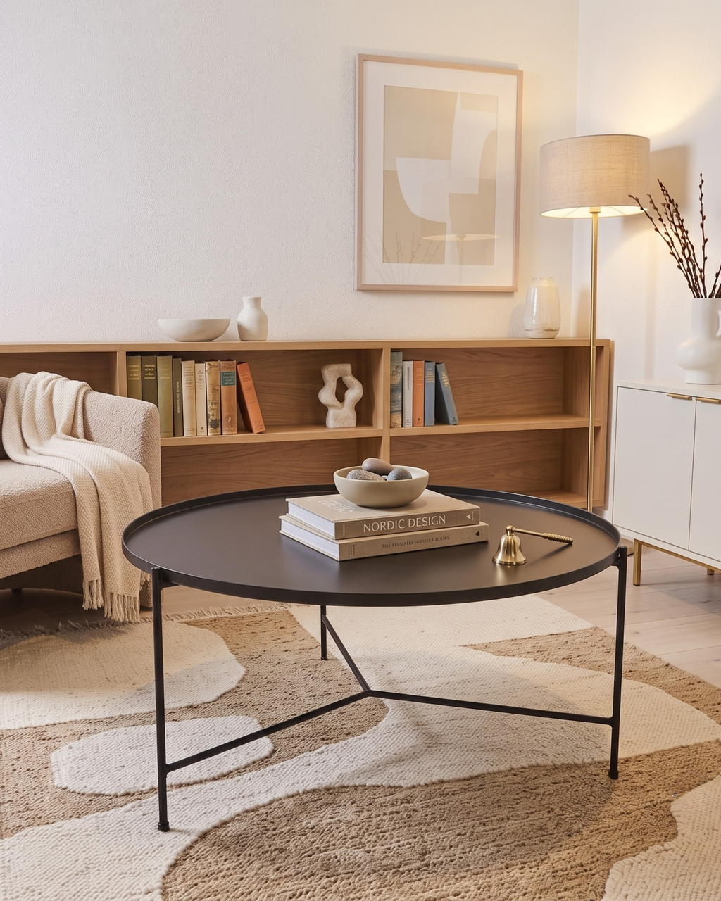 Matte Black Metal Round Coffee Table