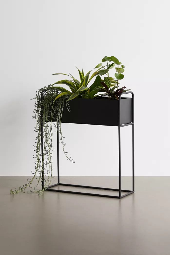 Matte Black Metal Rectangle Plant Stand