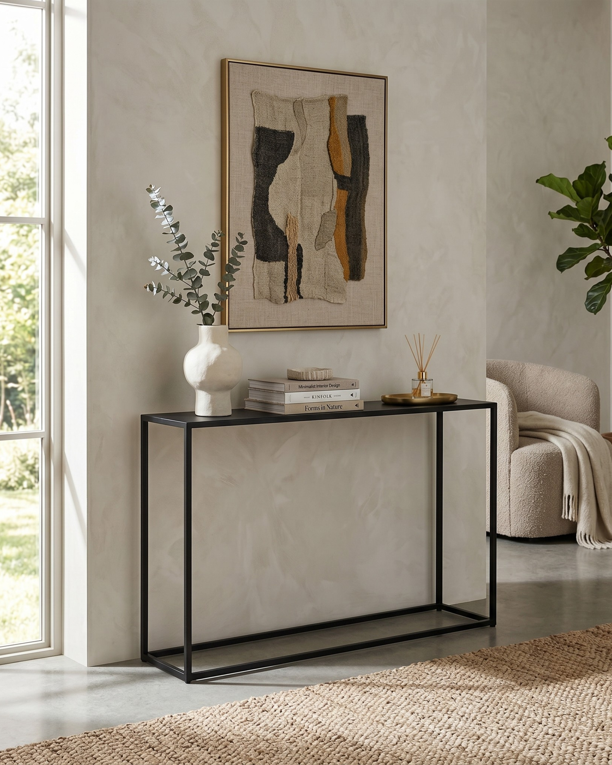 Matte Black Metal Console Table