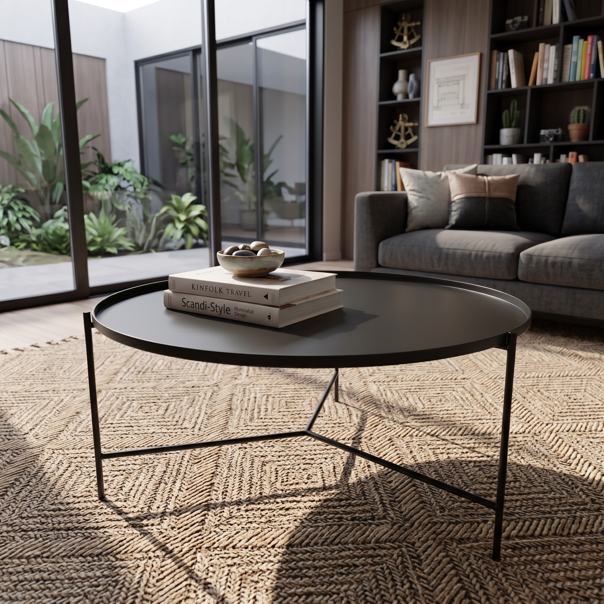 Matte Black Metal Round Coffee Table