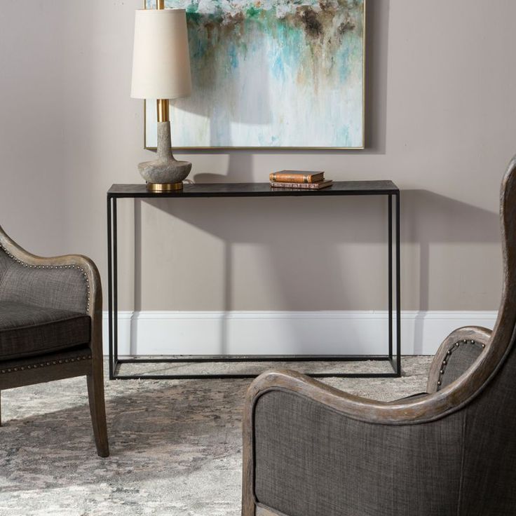 Matte Black Metal Console Table