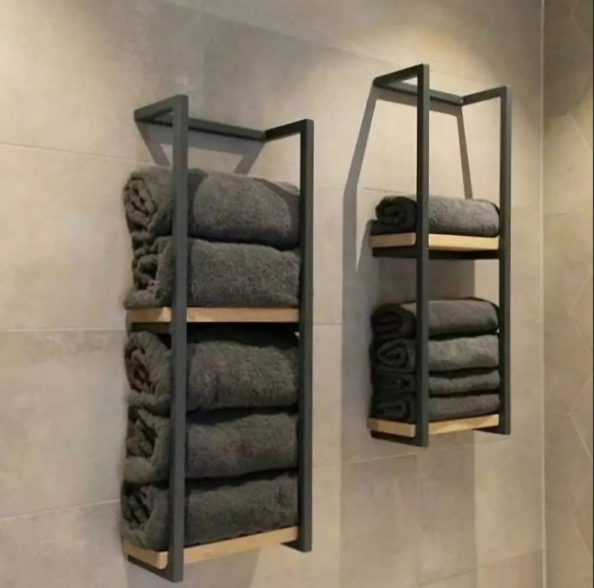 Handcrafted Wooden Towel Shelf Holder