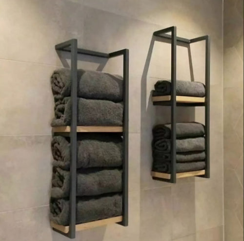 Handcrafted Wooden Towel Shelf Holder