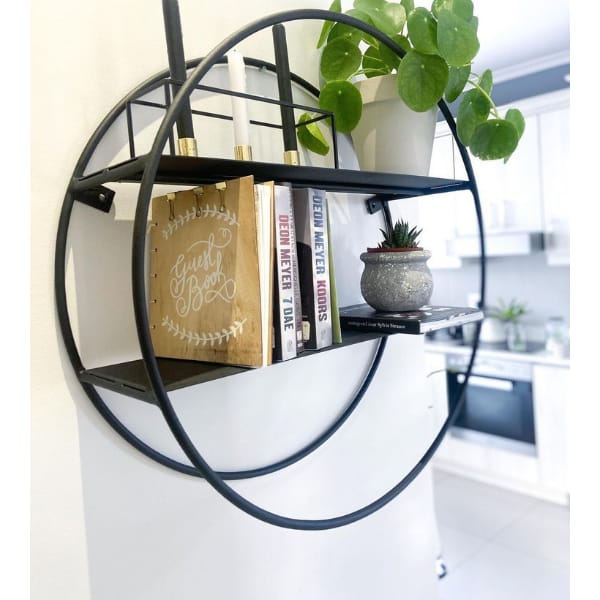 Circular Matte Black Metal Wall Shelf