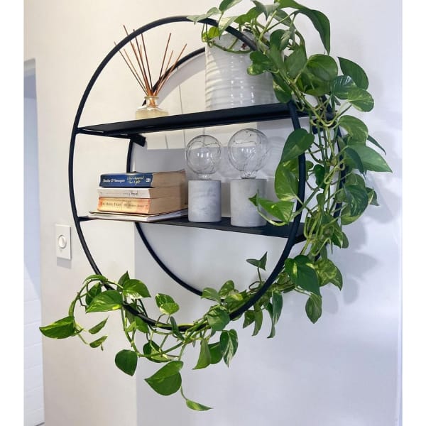 Circular Matte Black Metal Wall Shelf