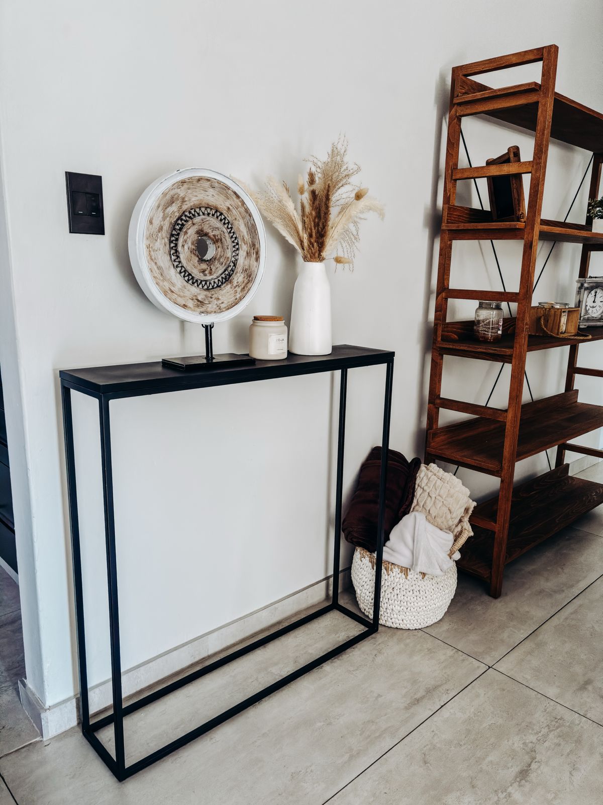 Matte Black Metal Console Table