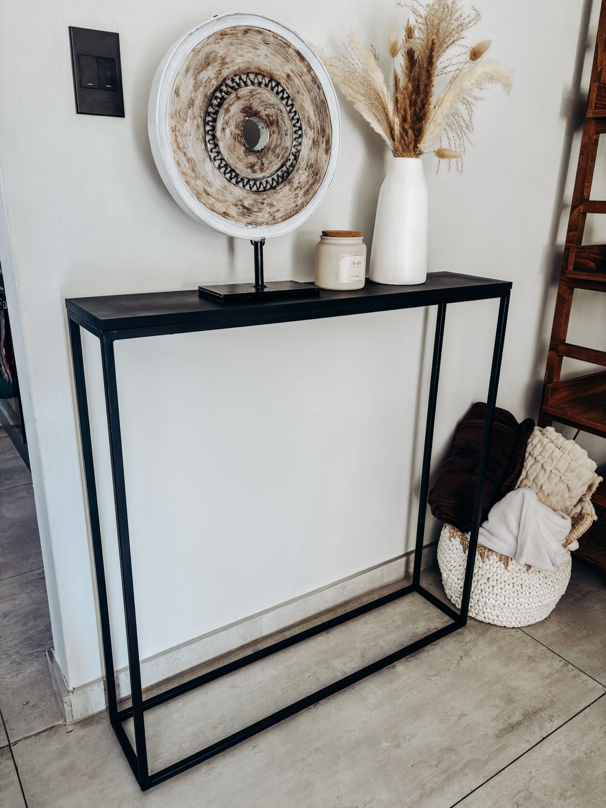 Matte Black Metal Console Table