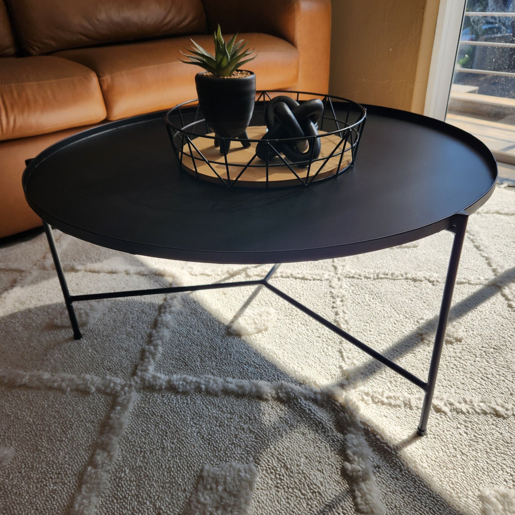 Matte Black Metal Round Coffee Table