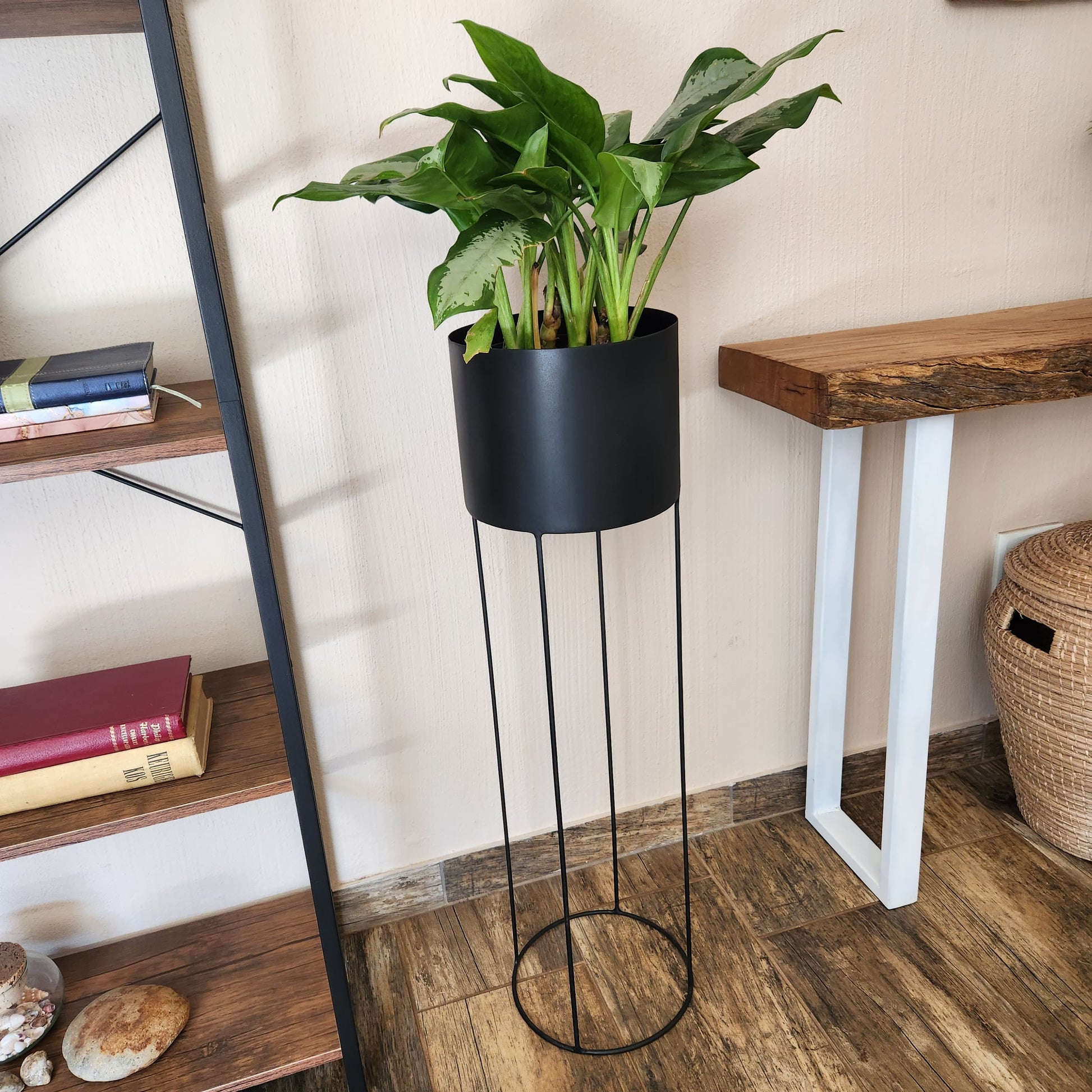 Matte Black Metal Pot Plant Stand