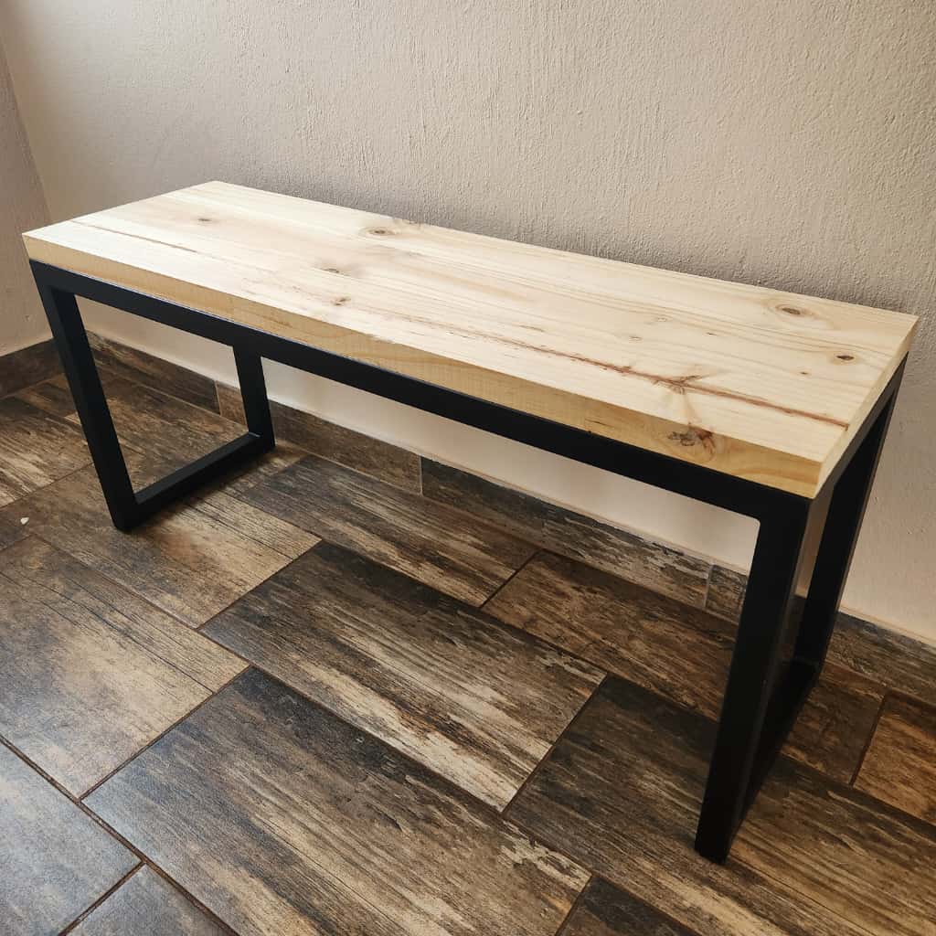Modern Wooden and Metal Bench