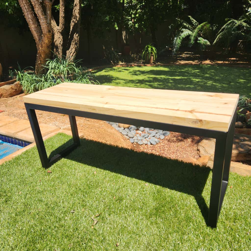 Modern Wooden and Metal Bench