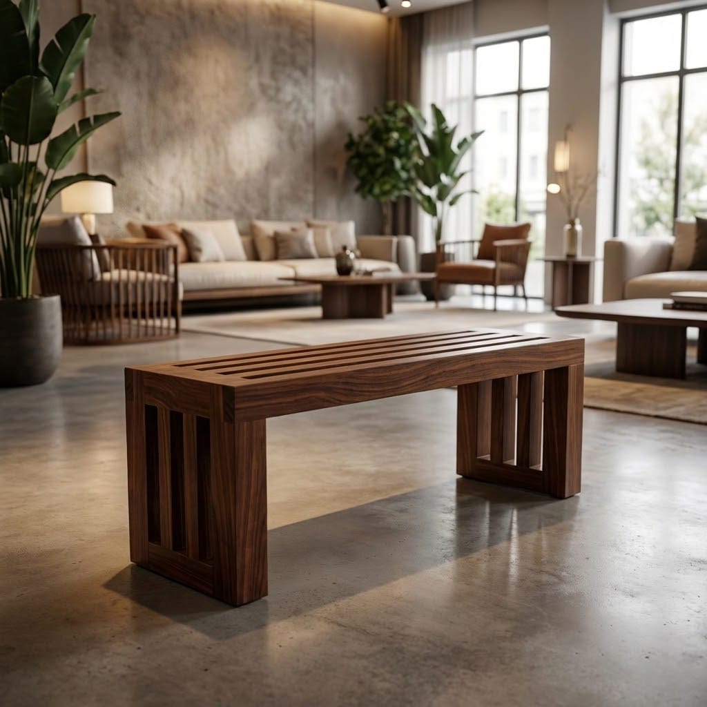 Slatted Wooden Bench