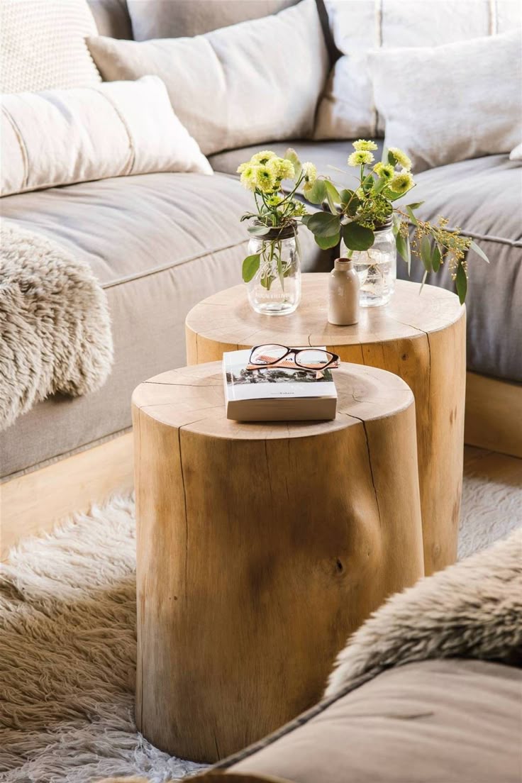 Solid Tree Trunk Side Table